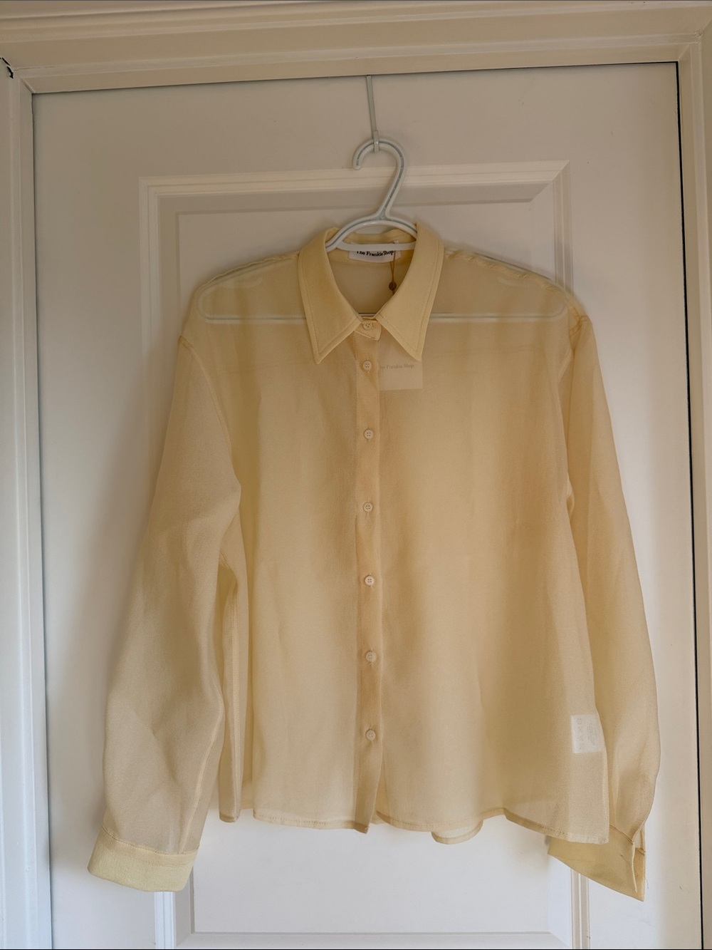 NWT The Frankie Shop Toledo Sheer Button Down Shirt in Beige Size Small